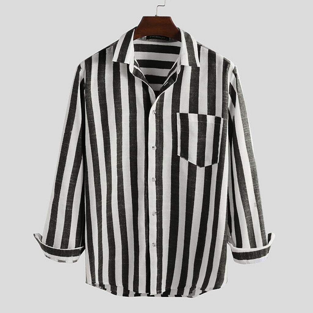 Herren gestreifte Hemdjacke aus leichtem Baumwollstoff Echoarchiv