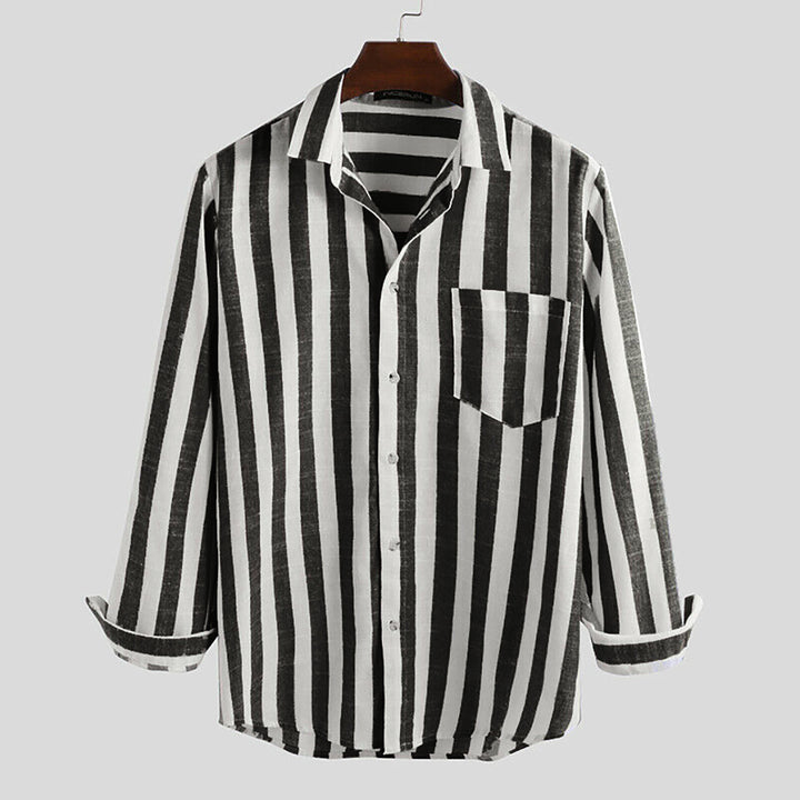 Herren gestreifte Hemdjacke aus leichtem Baumwollstoff Echoarchiv