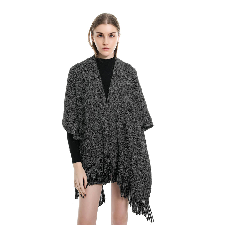 Damen Oversize-Strickruana mit Glitzerfaden und Fransen Echo Archiv