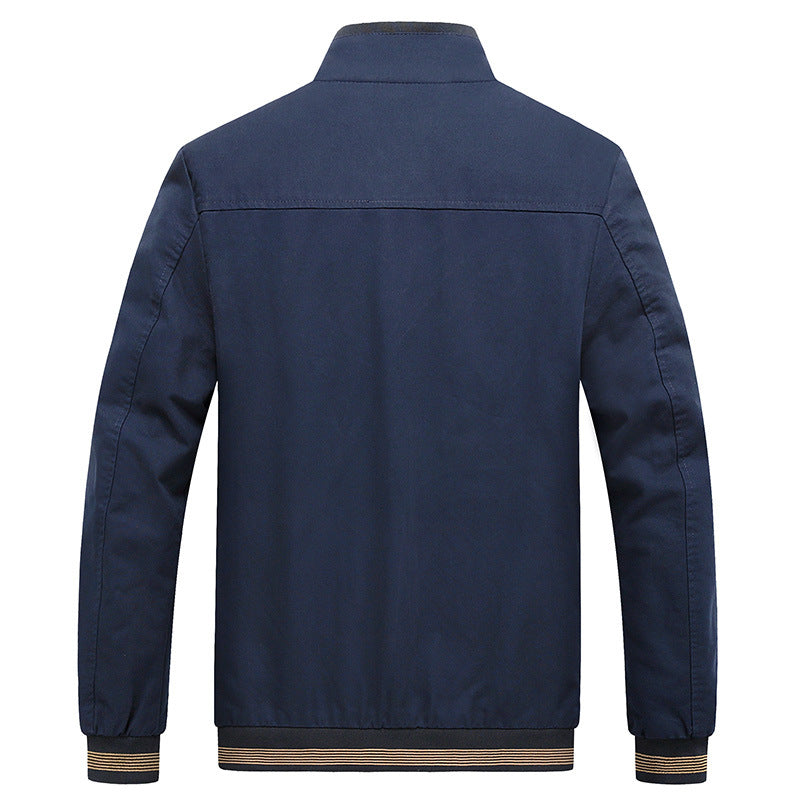 Herren Leichte Harrington-Jacke mit Stehkragen, verdecktem Reißverschluss, gestreiften Rippbündchen & gemustertem Innenfutter Echoarchiv