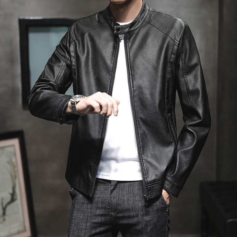Herren elegante Kunstlederjacke mit minimalistischen Designs Echoarchiv