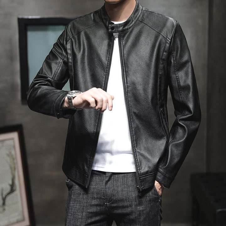 Herren elegante Kunstlederjacke mit minimalistischen Designs Echoarchiv