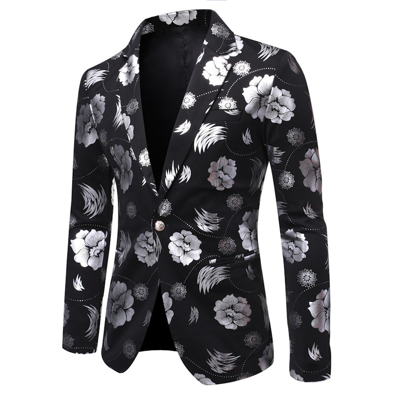 Herren eleganter Blazer mit floralen Akzenten Echoarchiv