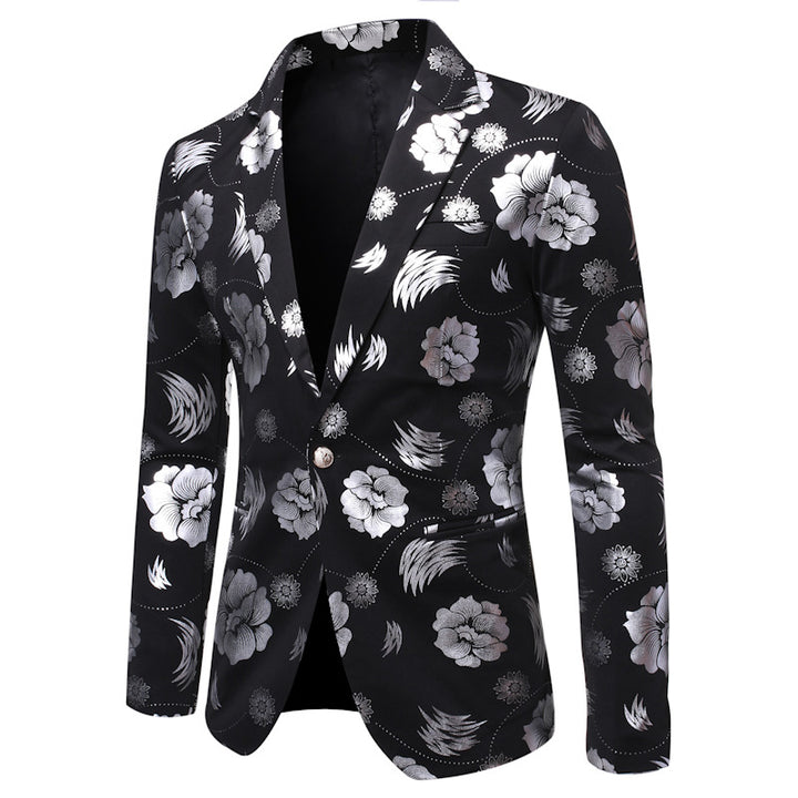 Herren eleganter Blazer mit floralen Akzenten Echoarchiv