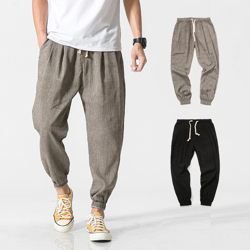Herren nan leichte Leinenhose mit Tunnelzug und elastischen Bündchen Echo Archiv