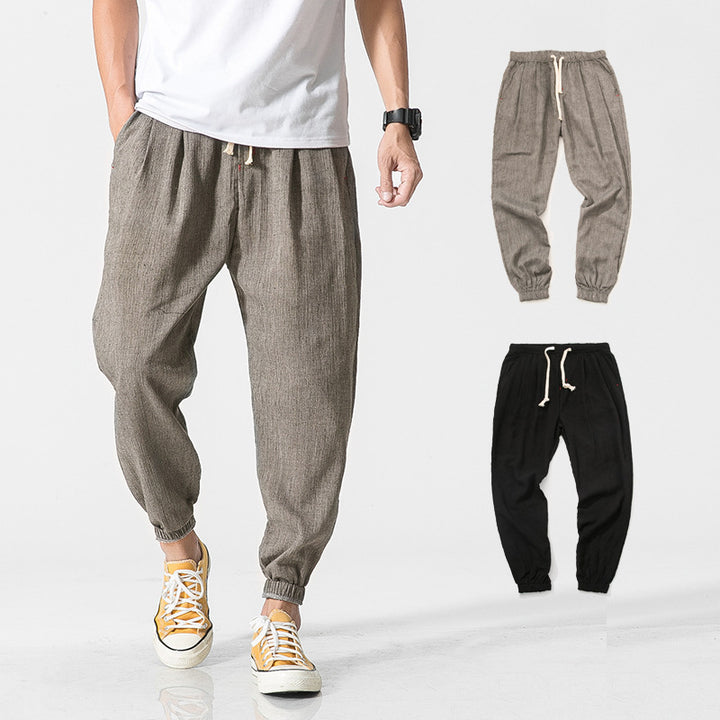 Herren nan leichte Leinenhose mit Tunnelzug und elastischen Bündchen Echo Archiv