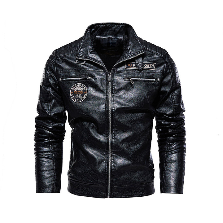 Herren Lederjacke mit mehrfachen Taschen Echo Archiv