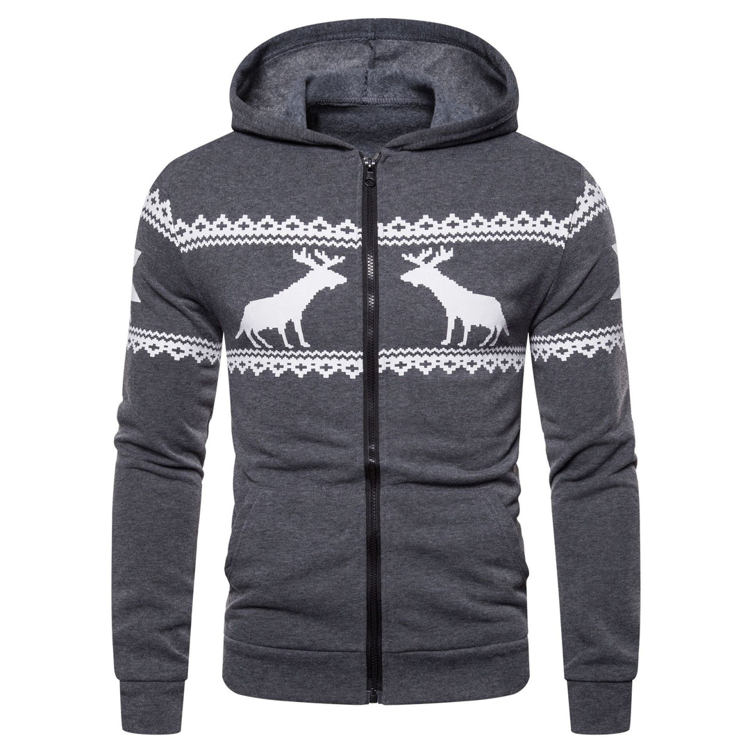 Herren Kapuzenjacke mit nordischem Motiv und praktischem Reißverschluss Echoarchiv