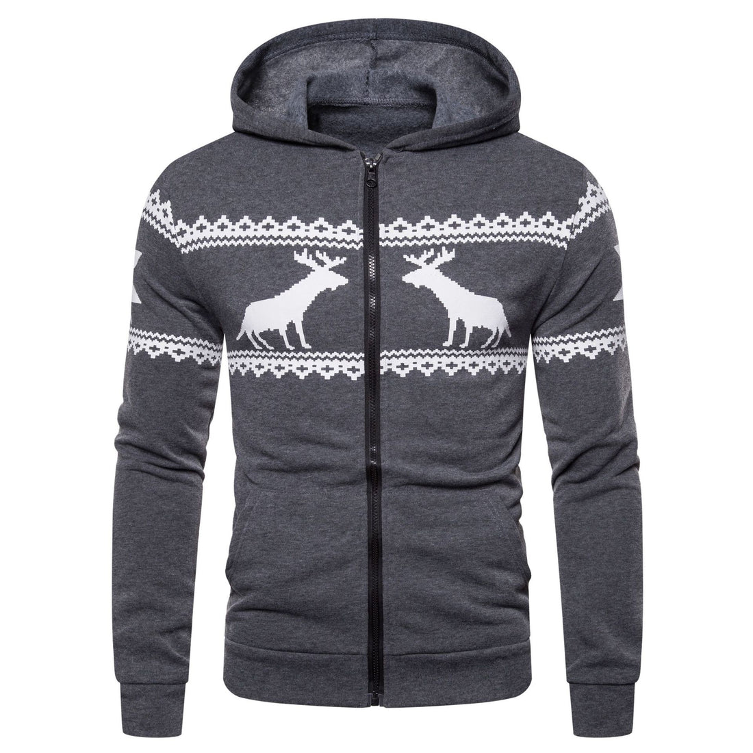 Herren Kapuzenjacke mit nordischem Motiv und praktischem Reißverschluss – Taviero