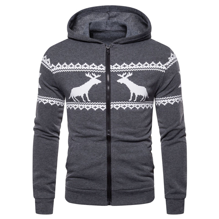 Herren Kapuzenjacke mit nordischem Motiv und praktischem Reißverschluss Echoarchiv