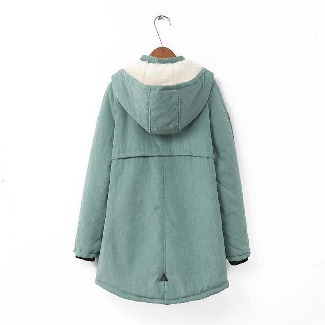 Damen nan gefütterter Winterparka mit Teddyfutter, Kapuze und verdeckter Reißverschlussblende Echo Archiv