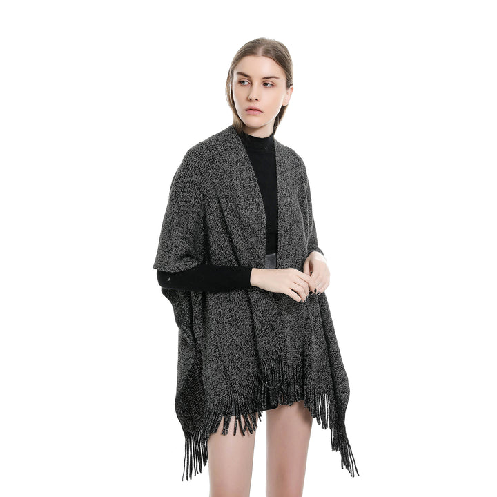 Damen Oversize-Strickruana mit Glitzerfaden und Fransen Echo Archiv