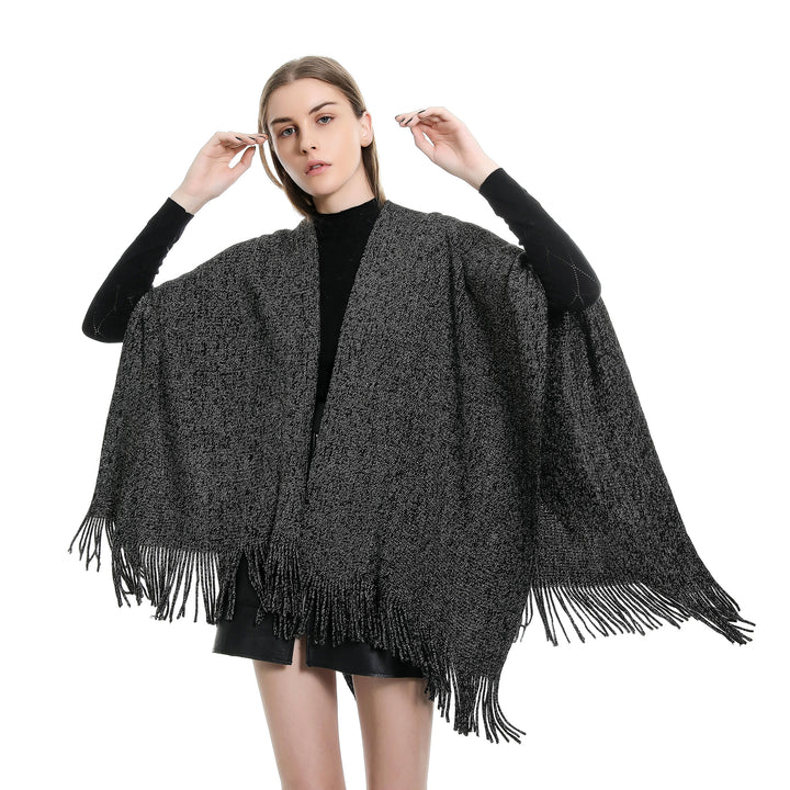 Damen Oversize-Strickruana mit Glitzerfaden und Fransen Echo Archiv