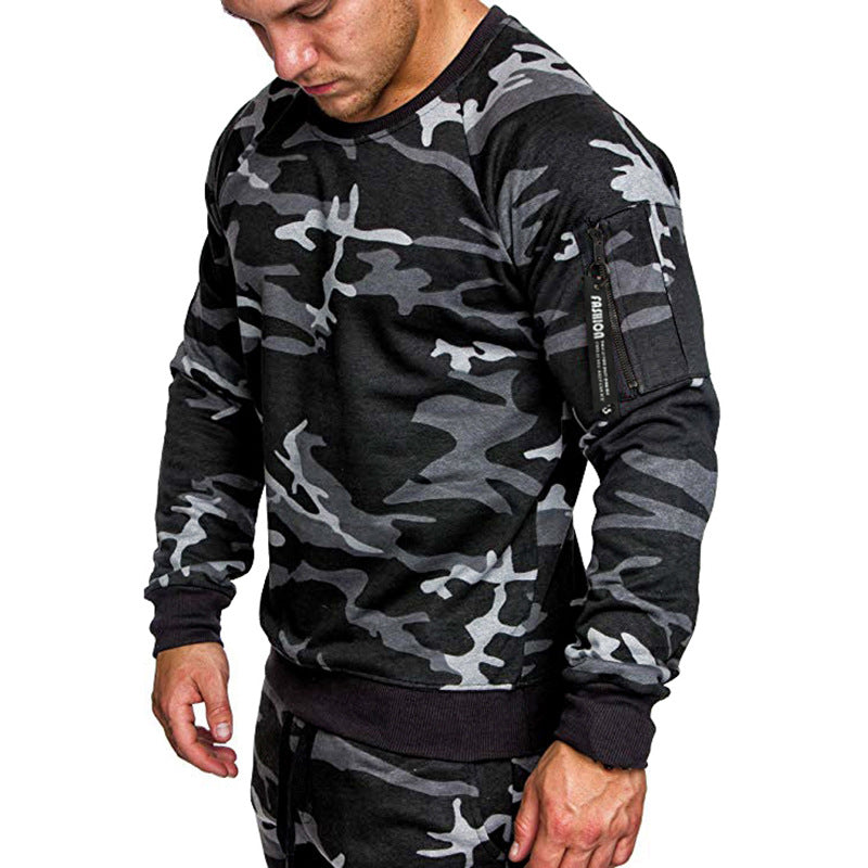 Herren sportlicher Sweatshirt mit praktischer Reißverschlusstasche Echoarchiv