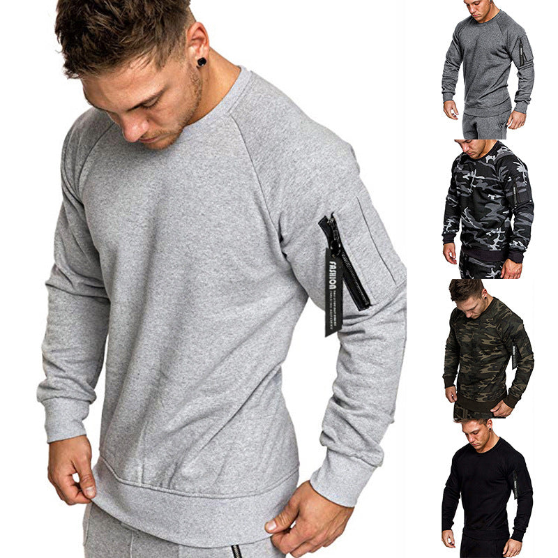 Herren sportlicher Sweatshirt mit praktischer Reißverschlusstasche Echoarchiv