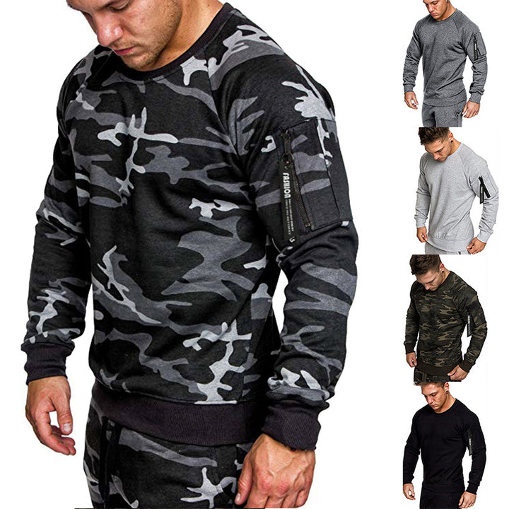 Herren sportlicher Sweatshirt mit praktischer Reißverschlusstasche Echoarchiv