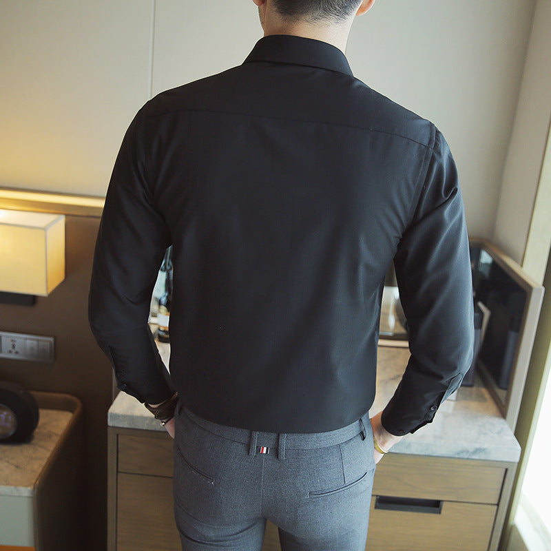 Herren elegantes Langarmhemd mit modernem Schnitt und praktischer Brusttasche Echoarchiv