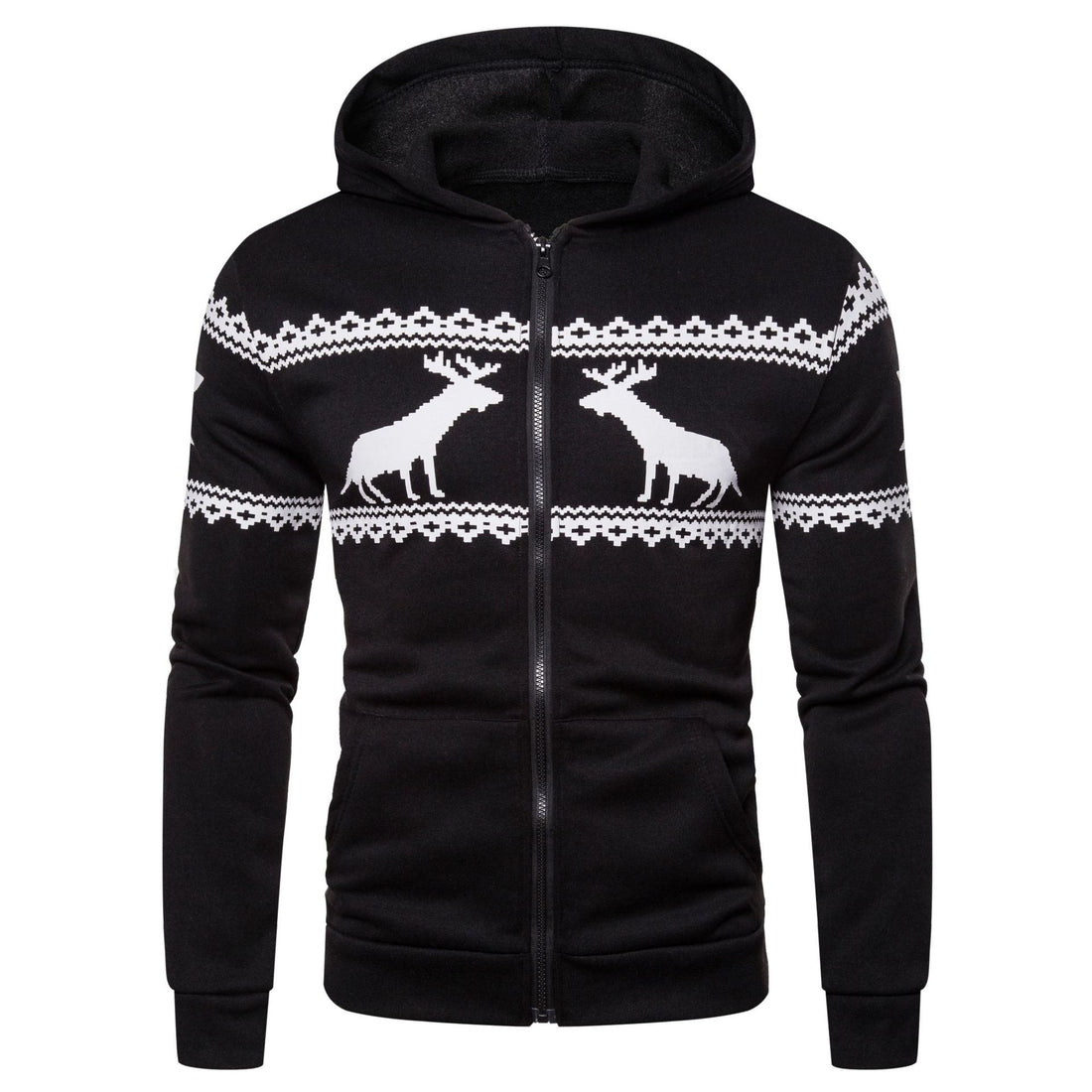 Herren Kapuzenjacke mit nordischem Motiv und praktischem Reißverschluss – Taviero