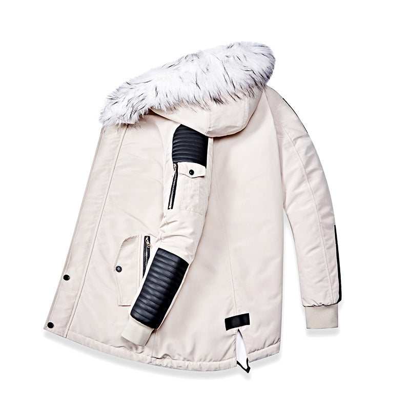 Herren Winterjacke mit abnehmbarem Kunstfellkragen und vielseitigen Taschen Echoarchiv
