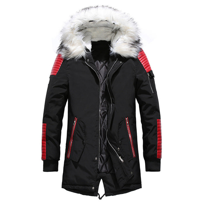 Herren Winterjacke mit abnehmbarem Kunstfellkragen und vielseitigen Taschen Echoarchiv