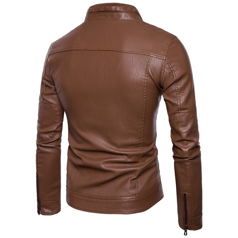 Herren elegante Kunstlederjacke mit modernen Reißverschlusstaschen Echoarchiv