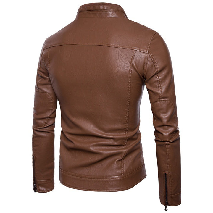 Herren elegante Kunstlederjacke mit modernen Reißverschlusstaschen Echoarchiv