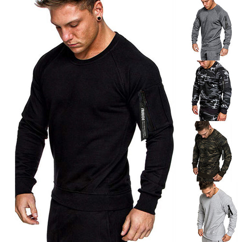 Herren sportlicher Sweatshirt mit praktischer Reißverschlusstasche Echoarchiv