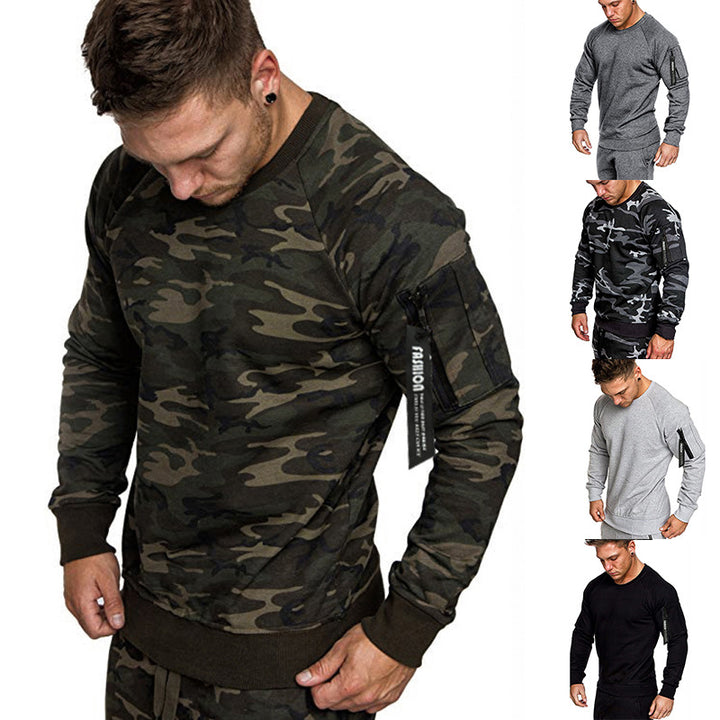 Herren sportlicher Sweatshirt mit praktischer Reißverschlusstasche Echoarchiv