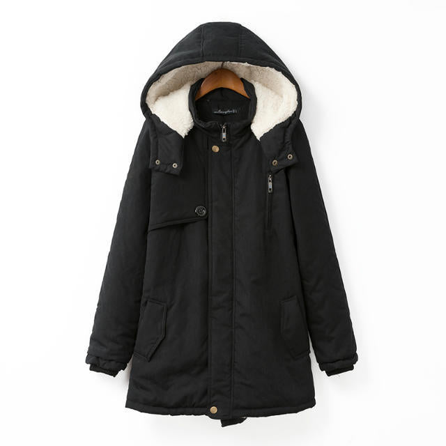 Damen nan gefütterter Winterparka mit Teddyfutter, Kapuze und verdeckter Reißverschlussblende Echo Archiv