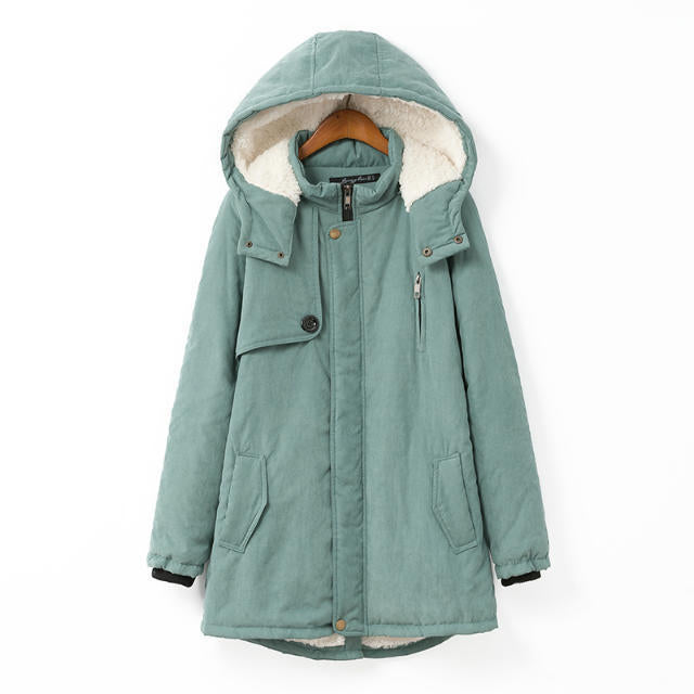 Damen nan gefütterter Winterparka mit Teddyfutter, Kapuze und verdeckter Reißverschlussblende Echo Archiv