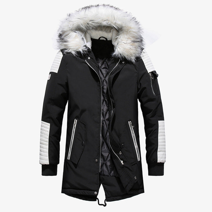Herren Winterjacke mit abnehmbarem Kunstfellkragen und vielseitigen Taschen Echoarchiv