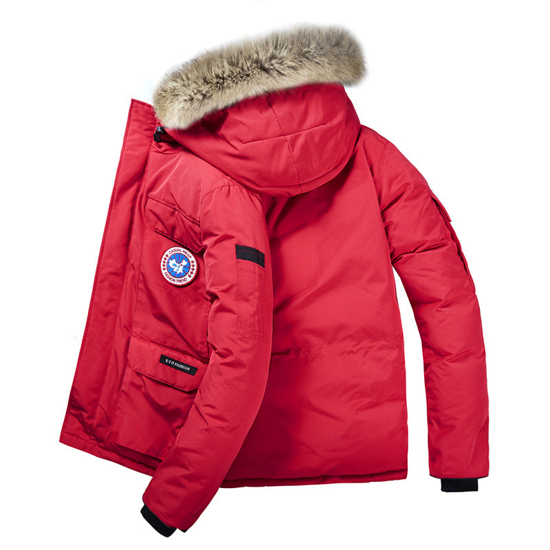 Herren Wattierte Winterparka mit Kapuze und abnehmbarem Fellkragen Echo Archiv