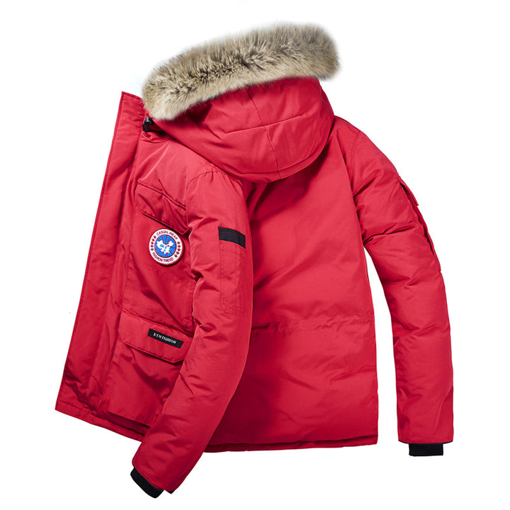 Herren Wattierte Winterparka mit Kapuze und abnehmbarem Fellkragen Echo Archiv