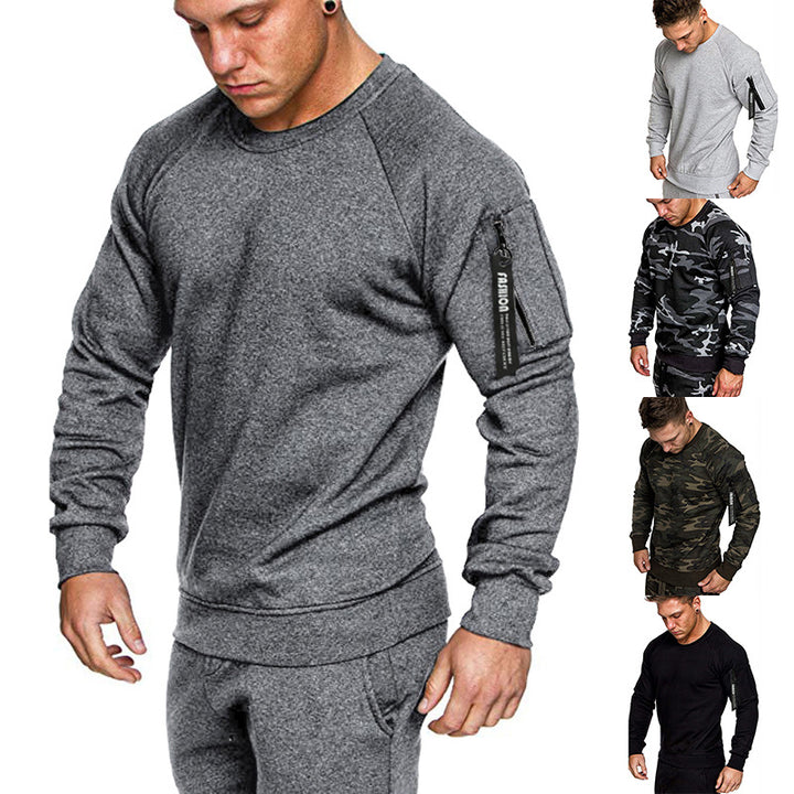 Herren sportlicher Sweatshirt mit praktischer Reißverschlusstasche Echoarchiv