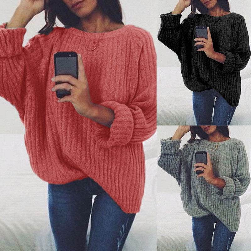 Damen Grobstrickpullover mit lockerer Passform und trendigem Rippenmuster Echoarchiv
