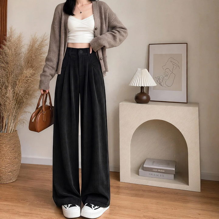 Damen-Cordhose, weit geschnitten, gefüttert