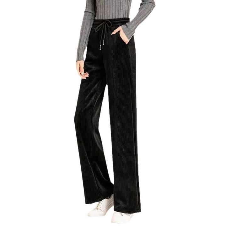 Damen-Cordhose mit hohem Bund und weitem Bein