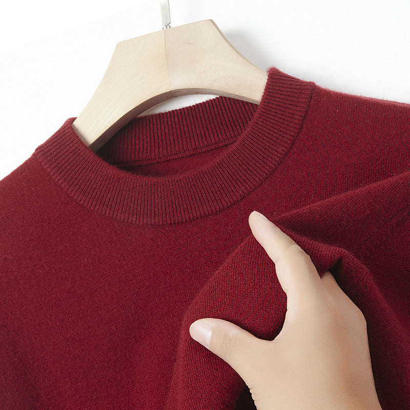 Herren-Kaschmirpullover, Rundhals, einfarbig