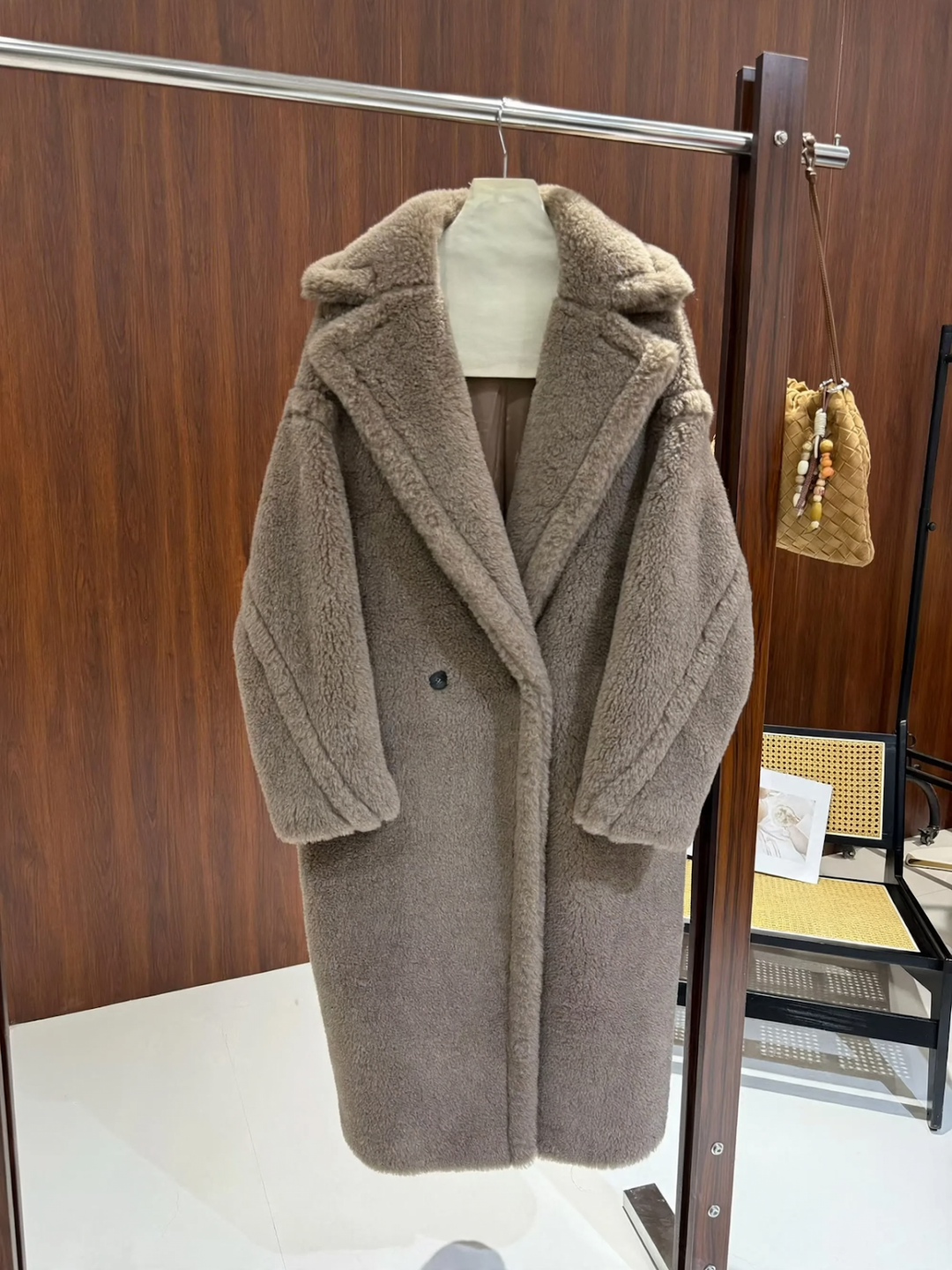 Damen-Teddy-Mantel, mittellang, lockere Passform