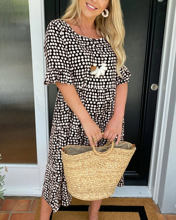 Echoarchiv | Midikleid mit Rundhalsausschnitt und Polka-Dot-Print