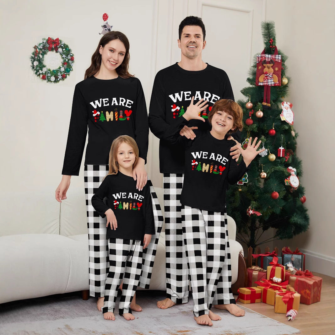 Weihnachts-Familien-Schlafanzug, Langarm, Karomuster