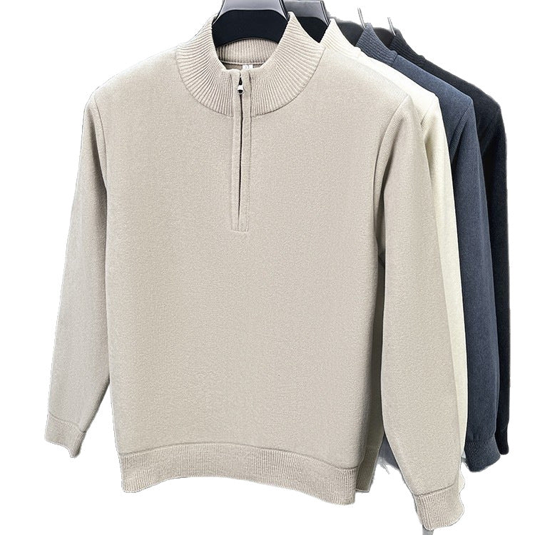 Warmer Herren-Strickpullover mit Futter und Reißverschluss