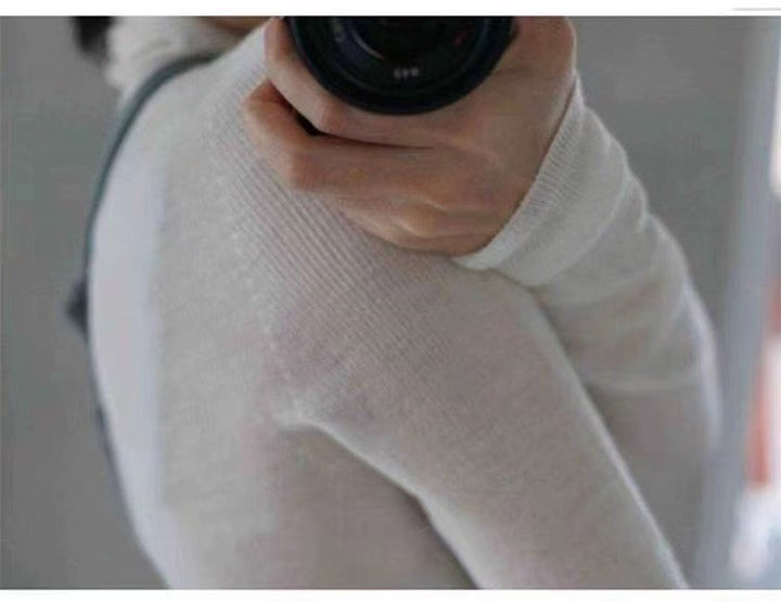 Damen-Kaschmir-Wollpullover, dünn, Stehkragen