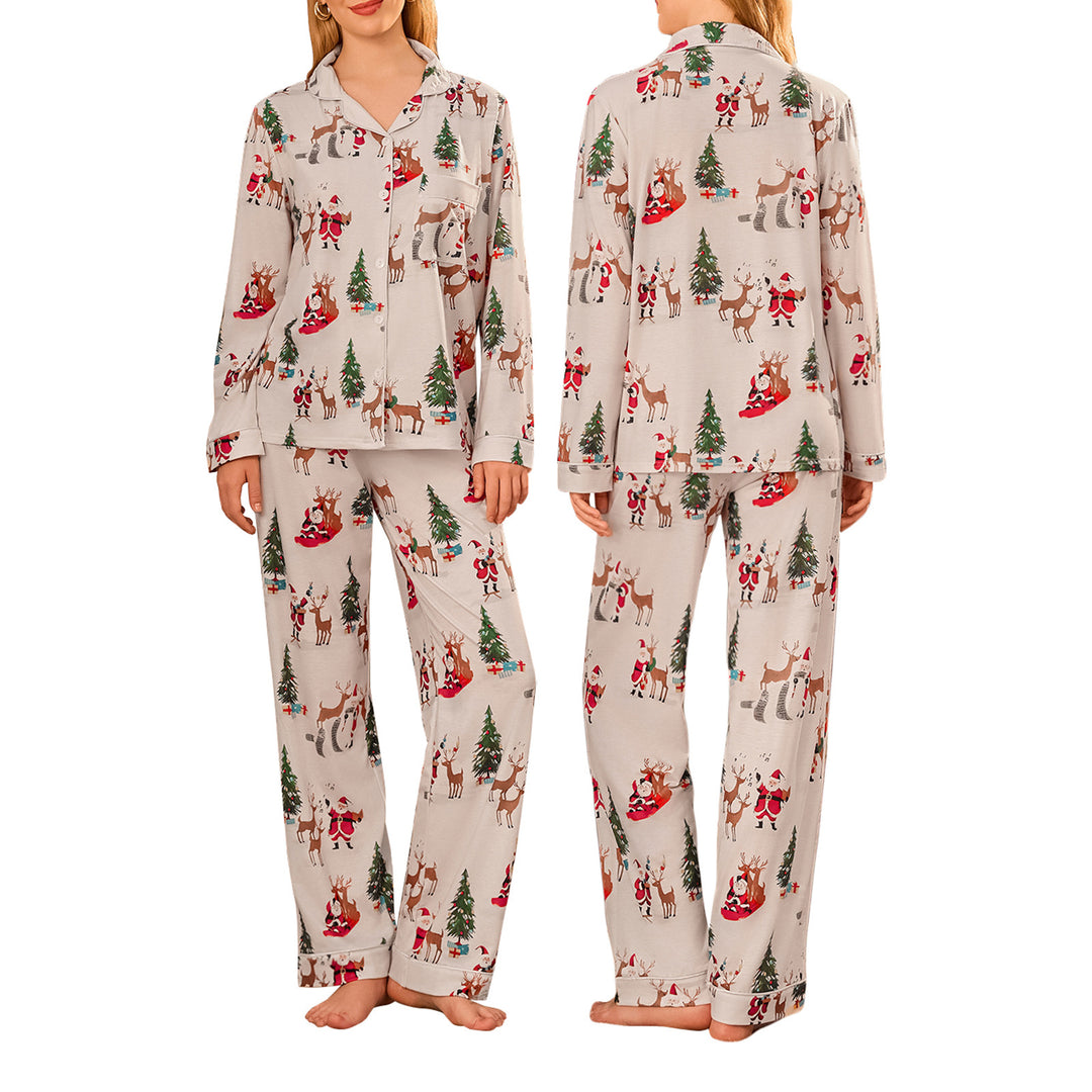 Damen-Hausanzug, langärmelig, mit Kragen, Set