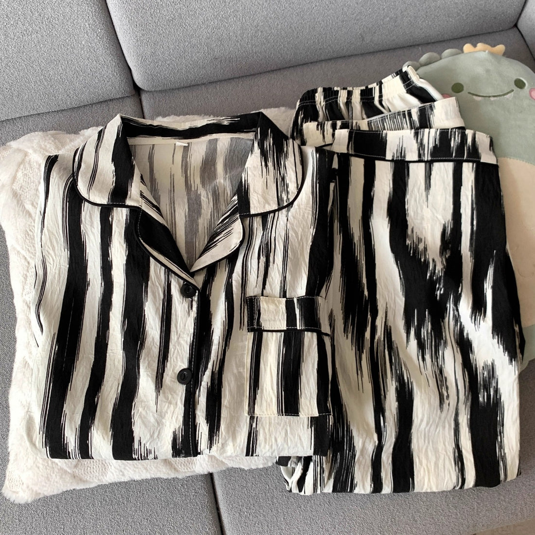 Herren-Pyjama-Set aus Baumwollmusselin, atmungsaktiv