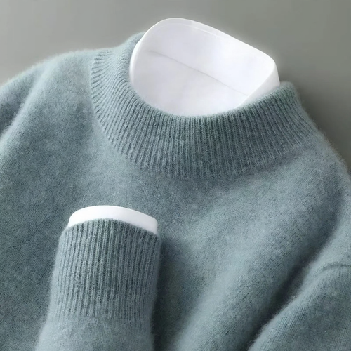 Herren Pullover, Stehkragen, 100% Wolle, weich