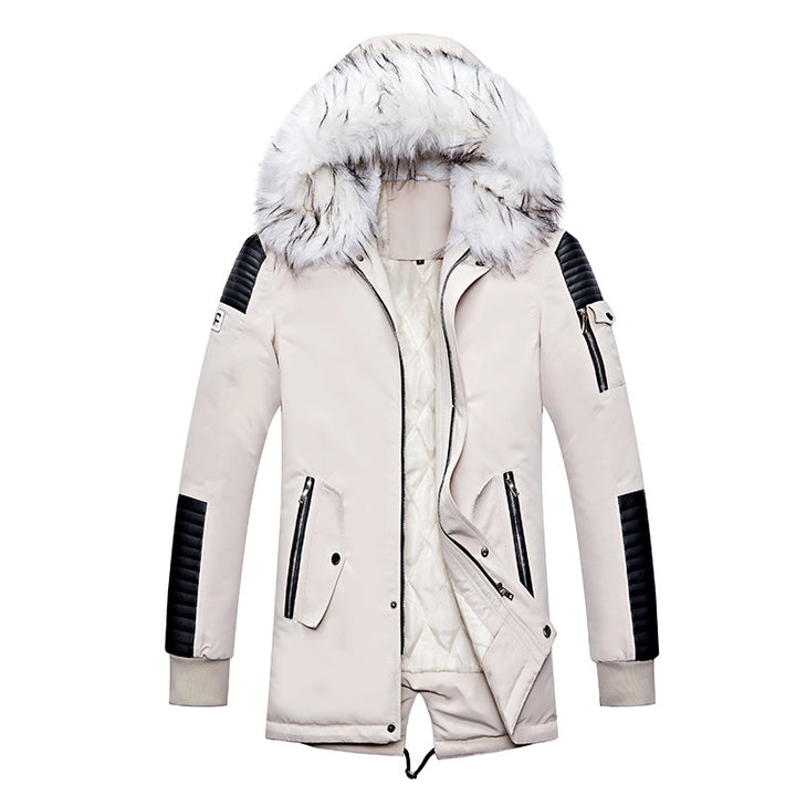 Herren Winterjacke mit abnehmbarem Kunstfellkragen und vielseitigen Taschen Echoarchiv