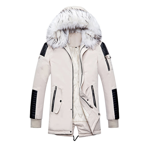 Herren Winterjacke mit abnehmbarem Kunstfellkragen und vielseitigen Taschen Echoarchiv