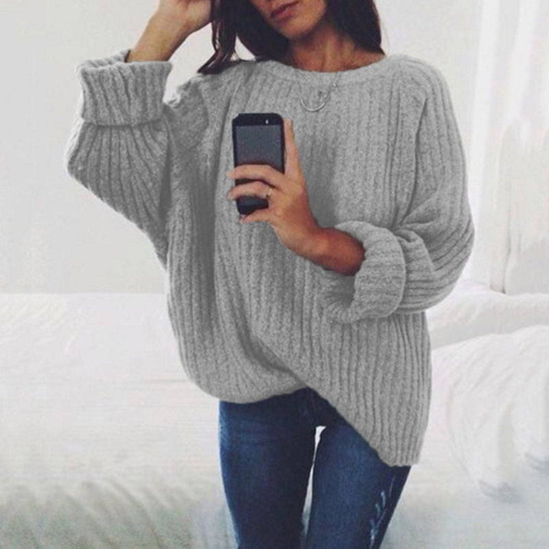 Damen Grobstrickpullover mit lockerer Passform und trendigem Rippenmuster Echoarchiv