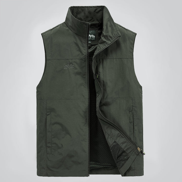 Herren Leichte winddichte Outdoor-Weste mit Stehkragen, Mesh-Futter & Reißverschlusstaschen Echoarchiv